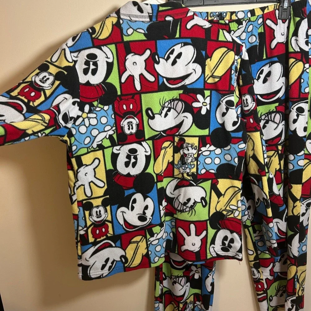 Disney Mickey Minnie Mouse Fleece PJ‎ Set Women's Sz L Cozy Winterwear Comfy - Picture 4 of 6